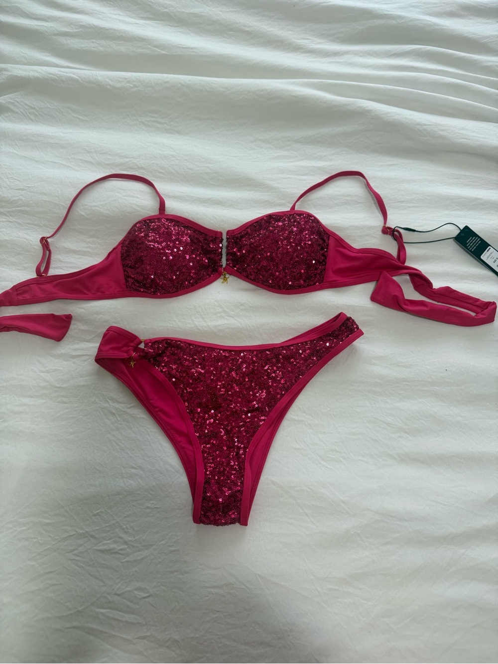 Fashion Nova Hot Pink Sequin Bikini Set